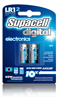 Supacell digital electronics LR1 Alkaline batteries 3 volt 2 pack